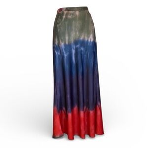 URBAN OUTFITTERS Colorful Elegant Tie-Dye Satin Maxi Skirt, Side Zip. Sm
